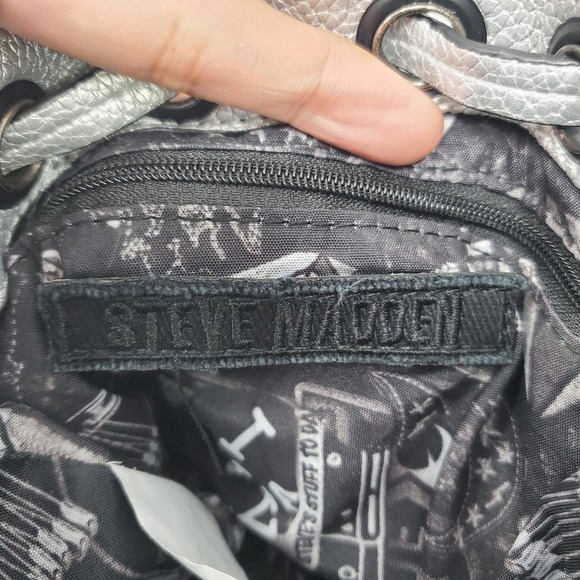 Steve Madden Metallic Studded Bada Hand Drawstring Pouch Small Bag - Picture 4 of 9